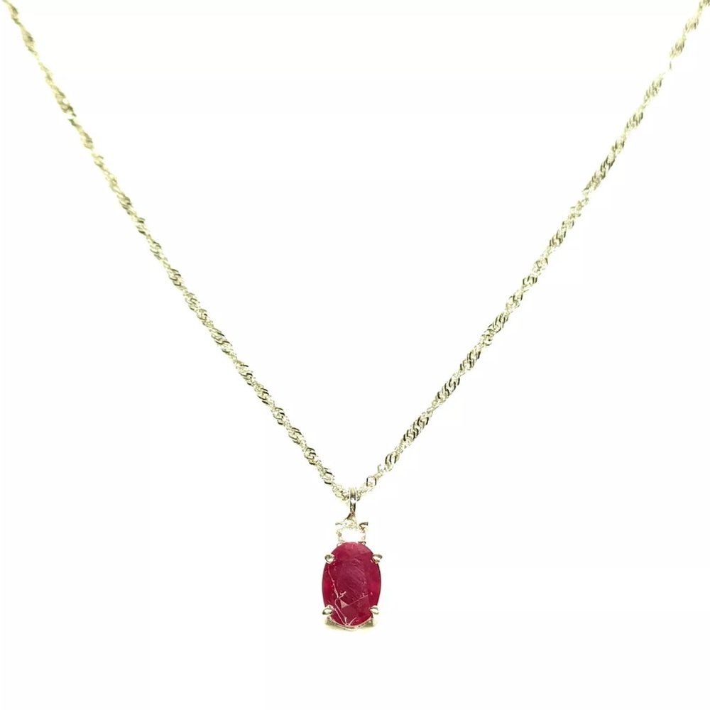 18 Karat white gold necklace with .5 karat ruby and small diamond